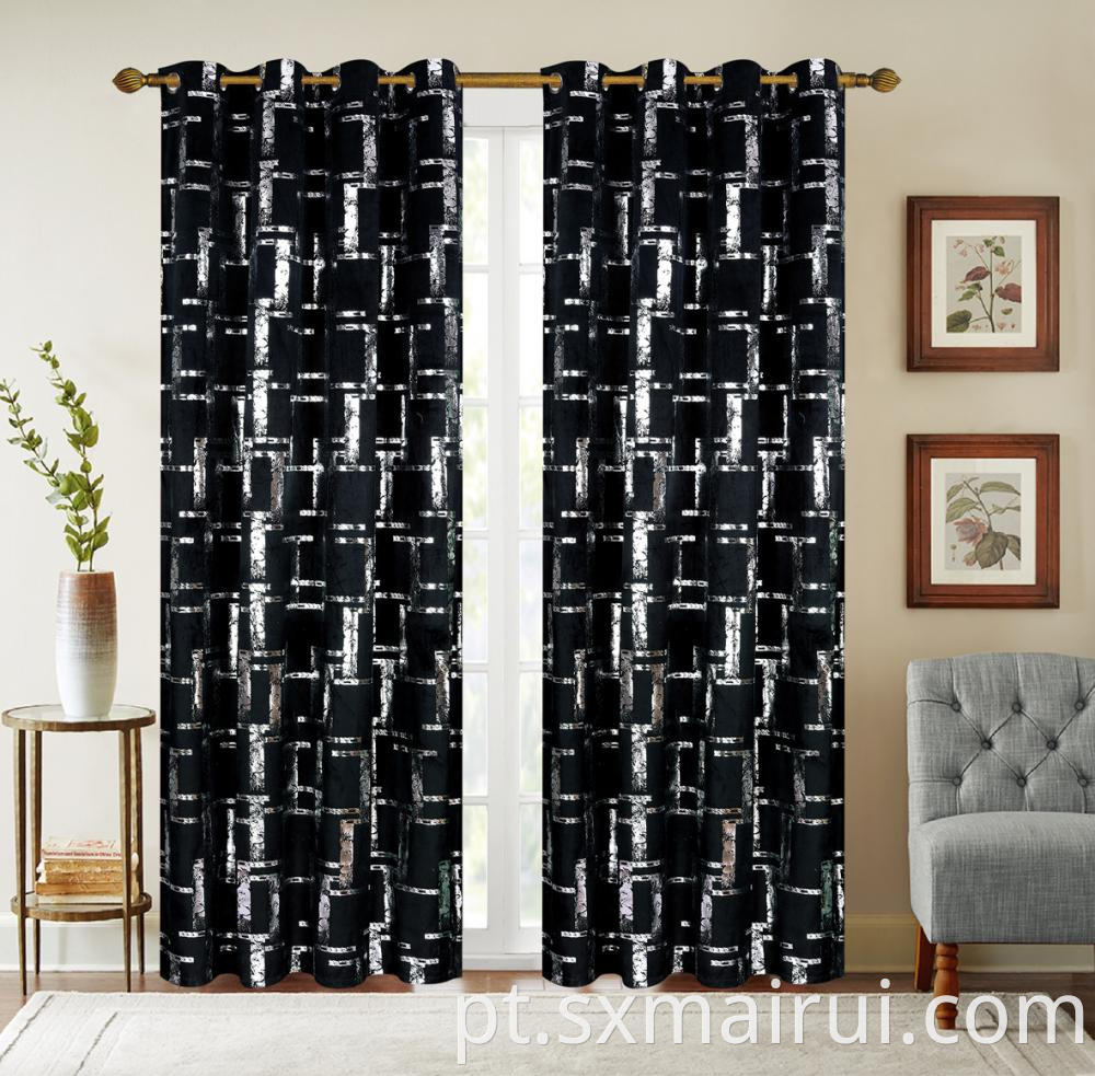 Foil Velvet Grommets Curtain